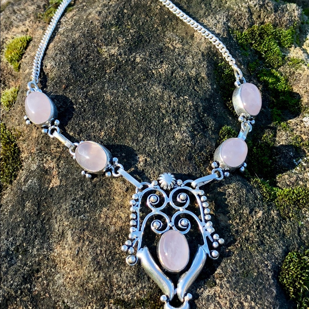 SOLD Rose quartz necklace - Picture 3 of 8